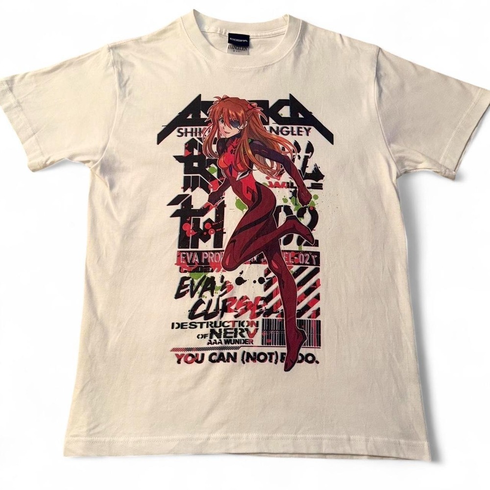 COSPA Evangelion Asuka Graphic T-Shirt Anime Japan Licensed White Cotton Mens M